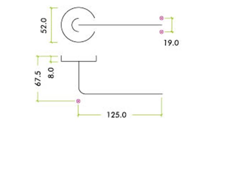 19MM RADIUS LEVER - PUSH ON ROSE - 52MM DIA - GRADE 201